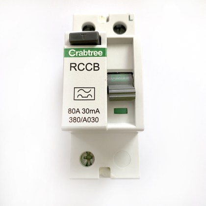 Crabtree 380/A030 80A 80 Amp 30mA RCD RCCB 2 Double Pole Circuit Breaker Type A